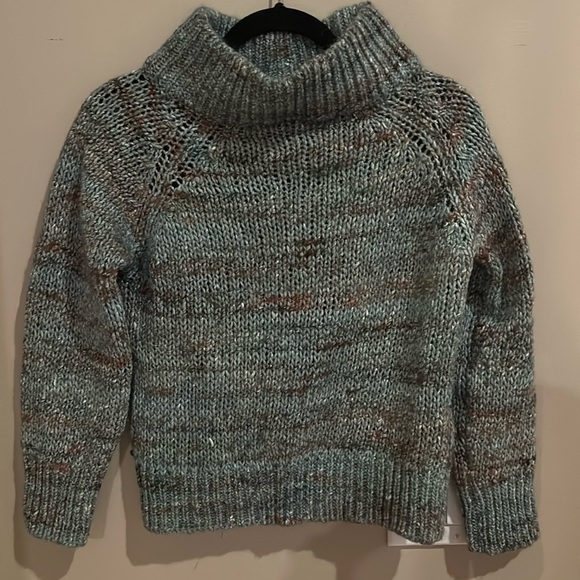 Moth Anthropologie Chunky Knit Marled Green Sweater Size Small - Picture 1 of 9